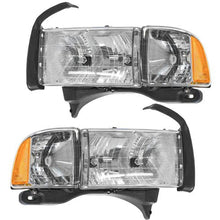 Autos Part Outlet™ New Headlights Headlamps with Corner Light Pair Set Compatible With 1999-2002 Dodge Ram 1500 2500 3500