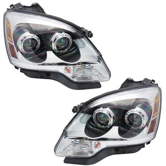 Autos Part Outlet™ New Clear Lens Halogen Headlight Lamp RH & LH Pair Set Compatible With 2008-2012 GMC Acadia